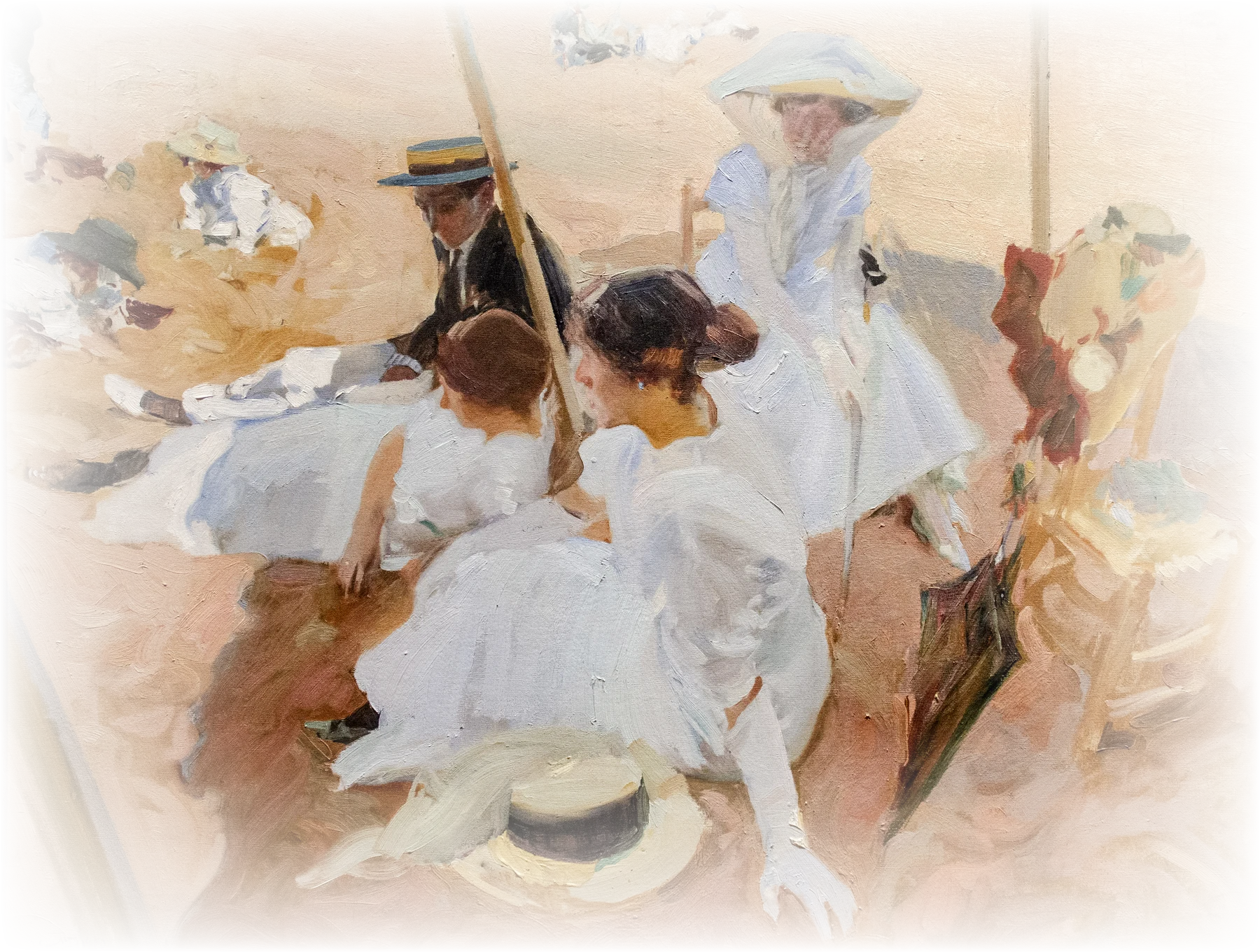 Joaquín Sorolla, Bajo el toldo, playa de Zarauz, 1910